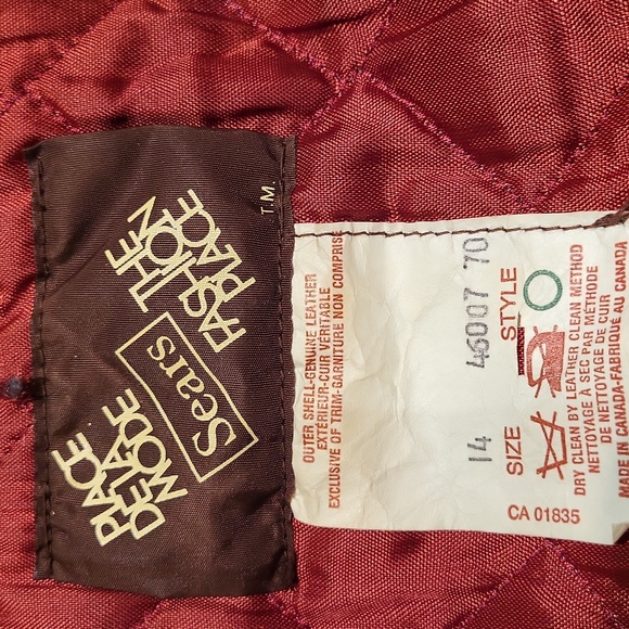 Vintage 70s Elegant Leather Women's Jacket Penny Lane Fur Collar / S / Burgundy - Picture 11 of 17